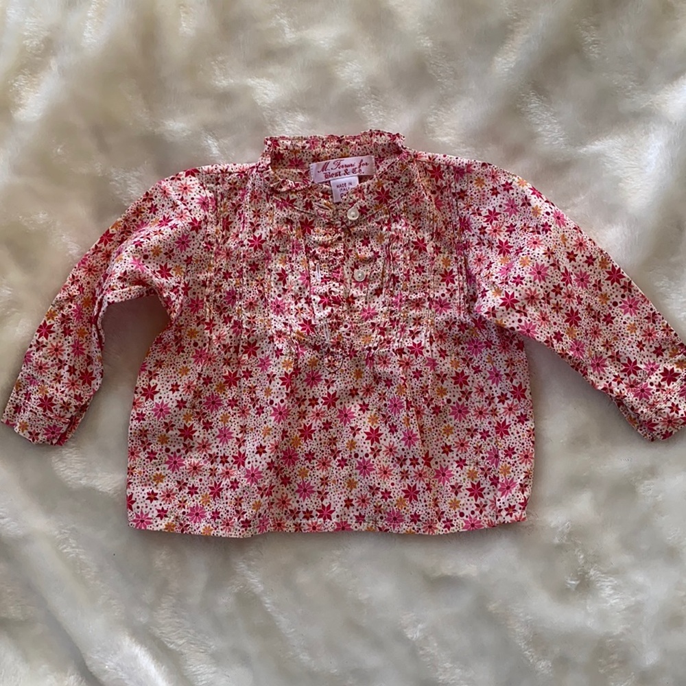 Luxury blouse long sleeve short for baby girl 6 months old made in Italy short